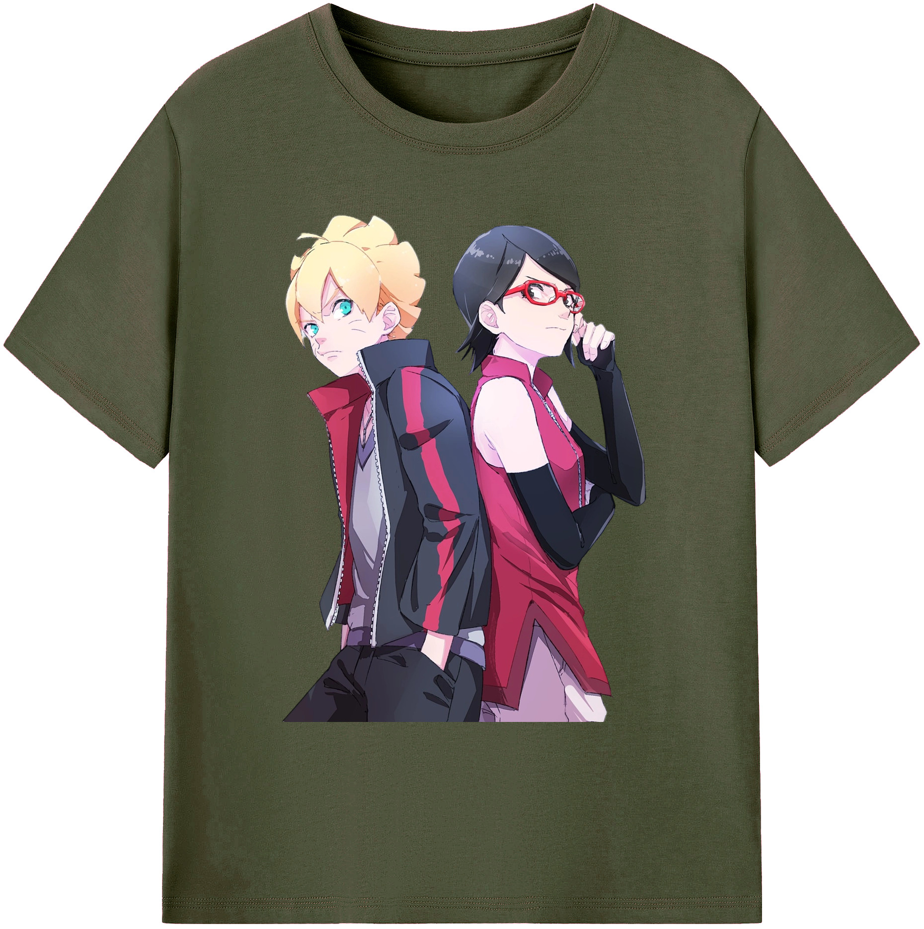 （画像用） NARUTO -ナルト- うちは サラダ Uchiha Sarada 綿100％ メンズ半袖Tシャツ｜肌触りやわらか＆通気性